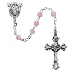 3MM PINK GLASS ROSARY