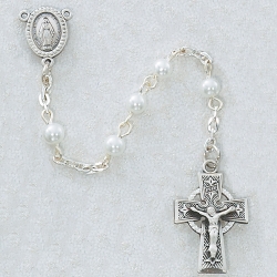 SS 5MM PEARL ROSARY CELTIC