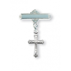 Sterling Silver Detailed Baby Cross Pin
