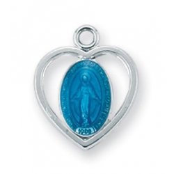 Sterling Silver Heart Shaped Miraculous Medal