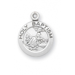 Sterling Silver Round Shaped Holy Baptism Medal