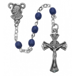 SS 4MM BLUE GLASS ROSARY
