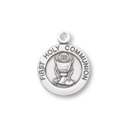 PEWTER FIRST COMMUNION ROUND PENDANT
