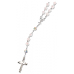 FLORAL SHAPE WHITE ROSARY