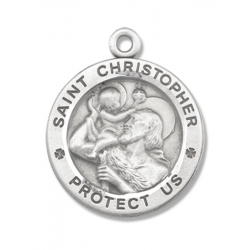 PEWTER ST. CHRISTOPHER ROUND PENDANT